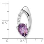 Sterling Silver Rhodium-plated Amethyst and CZ Chain Slide - Image 4