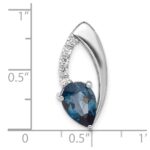 Sterling Silver Rhodium-plated London Blue Topaz and CZ Chain Slide - Image 4