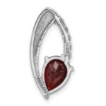 Sterling Silver Rhodium-plated Garnet and CZ Chain Slide - Image 3