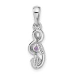 Sterling Silver Rhodium-plated Amethyst and CZ Swirl Pendant - Image 3