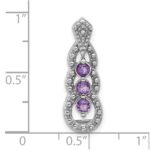 Sterling Silver Rhodium-plated Amethyst Chain Slide - Image 4