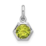 Sterling Silver Rhodium-plated Polished Solitaire Peridot Charm Pendant