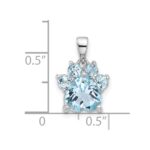 Sterling Silver Rhodium-plated Polished Sky Blue Topaz Paw Pendant - Image 4