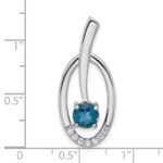 Sterling Silver Rhodium-plated London Blue Topaz and CZ Chain Slide - Image 4