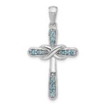Sterling Silver Rhodium-plated London Blue Topaz Infinity Cross Pendant