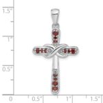 Sterling Silver Rhodium-plated Garnet Infinity Cross Pendant - Image 4