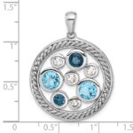 Sterling Silver Rhodium-plated Multi-color Topaz Circle Pendant - Image 4