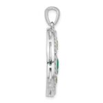 Sterling Silver Rhodium Cr. Emerald Peridot and White Topaz Circle Pendant - Image 2