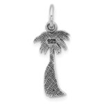 Sterling Silver Rhodium-plated Antiqued Palm Tree and Surfboard Pendant - Image 3