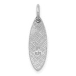 Sterling Silver Rhodium-plated Polished Blue Enamel Turtle Surfboard Pendant - Image 3