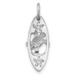 Sterling Silver Rhodium-plated Polished Blue Enamel Turtle Surfboard Pendant - Image 3