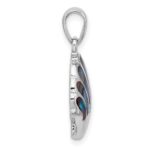 Sterling Silver Rhodium-plated Polished Abalone Shell Pendant - Image 2