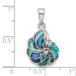 Sterling Silver Rhodium-plated Polished Abalone Swirl Shell Pendant - Image 4