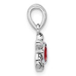 Sterling Silver Rhodium-plated Polished and Antiqued Crystal July Birthstone Turtle Pendant - Image 2