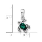 Sterling Silver Rhodium-plated Polished and Antiqued Crystal May Birthstone Turtle Pendant - Image 4