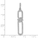 Sterling Silver Rhodium-plated CZ Twisted Rectangle Pendant - Image 4