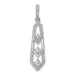 Sterling Silver Rhodium-plated 3-Stone CZ Pointed Pendant