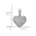 Sterling Silver Rhodium-plated Polished Pave CZ Heart Pendant - Image 4