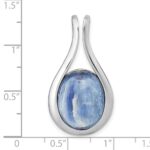 Sterling Silver Rhodium-plated Polished Oval Kyanite Teardrop Chain Slide Pendant - Image 4