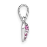 Sterling Silver Rhodium-plated Polished Pink CZ Heart Pendant - Image 2