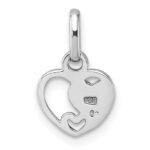 Sterling Silver Rhodium-plated Polished with Pink Enamel Triple Heart Charm Pendant - Image 3