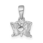 Sterling Silver Madi K Rhodium-plated Polished and Textured Butterfly Childrens Pendant - Image 3