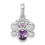 Sterling Silver Rhodium-plated Polished Pink And Purple CZ Butterfly Pendant