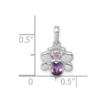 Sterling Silver Rhodium-plated Polished Pink And Purple CZ Butterfly Pendant - Image 4