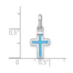 Sterling Silver Rhodium-plated Polished Blue Enamel Childrens Cross Charm Pendant - Image 4