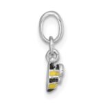 Sterling Silver Rhodium-plated Black/Yellow/White Enamel Bee Childrens Pendant - Image 2