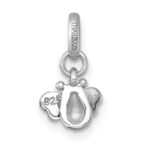 Sterling Silver Rhodium-plated Black/Yellow/White Enamel Bee Childrens Pendant - Image 3