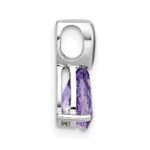 Sterling Silver Rhodium-plated Polished Pear Amethyst Teardrop Chain Slide Pendant - Image 2