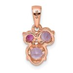 Sterling Silver Rose Gold-plated Polished Round Amethyst, Pink Quartz and Rhodolite Garnet Pendant - Image 3