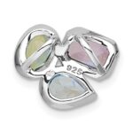 Sterling Silver Rhodium-plated Polished Pear Blue Topaz, Oval Peridot and Emerald-cut Amethyst Chain Slide Pendant - Image 3