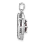 Sterling Silver Rhodium-plated Polished Checker-cut Round Garnet and White Topaz Pendant - Image 2