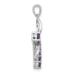 Sterling Silver Rhodium-plated Polished Amethyst Dragonfly Pendant - Image 2