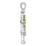 Sterling Silver Rhodium-plated Polished Fancy Peridot Bamboo with Leaves Pendant - Image 2