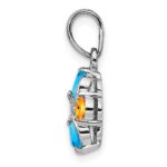 Sterling Silver Rhodium-plated Blue Topaz and Citrine Pendant - Image 2