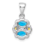 Sterling Silver Rhodium-plated Blue Topaz and Citrine Pendant - Image 3
