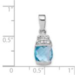 Sterling Silver Rhodium-plated Blue CZ Pendant - Image 4