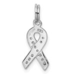 Sterling Silver Rhodium-plated CZ Awareness Ribbon Pendant - Image 4