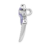 Sterling Silver Rhodium-plated Lavender CZ Dragonfly Slide - Image 2