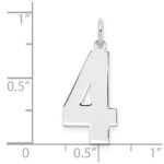 Sterling Silver/Rhodium-plated Polished Number 4 Charm - Image 3