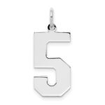 Sterling Silver/Rhodium-plated Polished Number 5 Charm