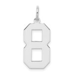 Sterling Silver/Rhodium-plated Polished Number 8 Charm