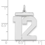 Sterling Silver/Rhodium-plated Polished Number 12 Charm - Image 2