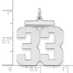 Sterling Silver/Rhodium-plated Polished Number 33 Charm - Image 2
