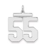 Sterling Silver/Rhodium-plated Polished Number 55 Charm