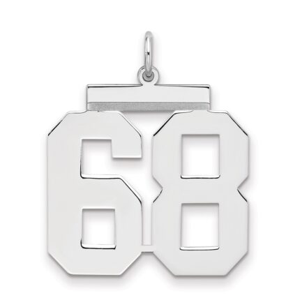 Sterling Silver/Rhodium-plated Polished Number 68 Charm