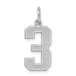 Sterling Silver/Rhodium-plated Satin Number 3 Charm